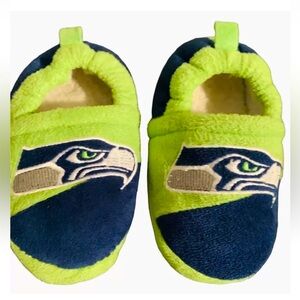 Seahawks Slippers, Child Size 13, Green Blue, Slip On, EUC